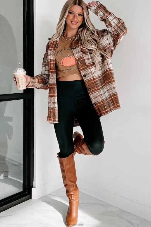 ecru/kameel verdient lof geruite shacket NanaMacs HPTT3666