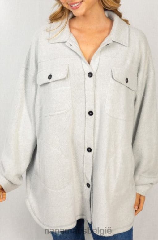 lichtgrijs een tweede gedachte geborsteld fleece shacket NanaMacs HPTT3721