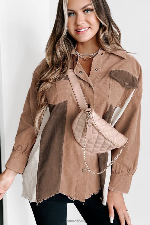 mauve/crème/grijs reden voor mijn rhyme zachte corduroy colorblock shacket NanaMacs HPTT3651