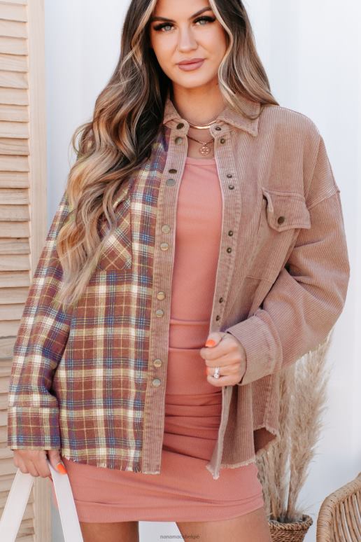 mauve multi Asheville Adventures geruite/corduroy contrasterende shacket NanaMacs HPTT3720