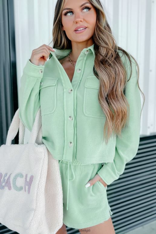 pistache belooft gehouden geborsteld fleece crop shacket NanaMacs HPTT1657