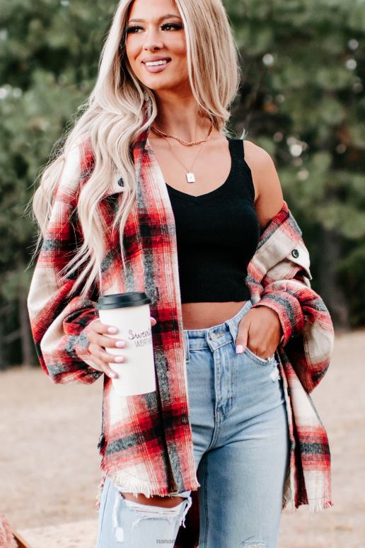 rood roberta geruite shacket NanaMacs HPTT3715