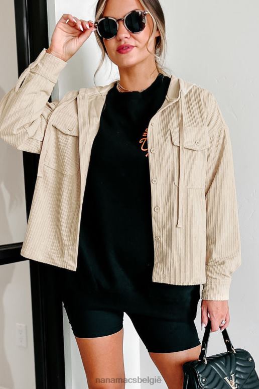 room blijvend aanvoelende corduroy shacket met capuchon NanaMacs HPTT3697