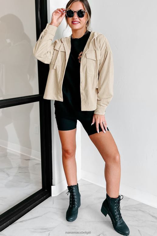 room blijvend aanvoelende corduroy shacket met capuchon NanaMacs HPTT3697
