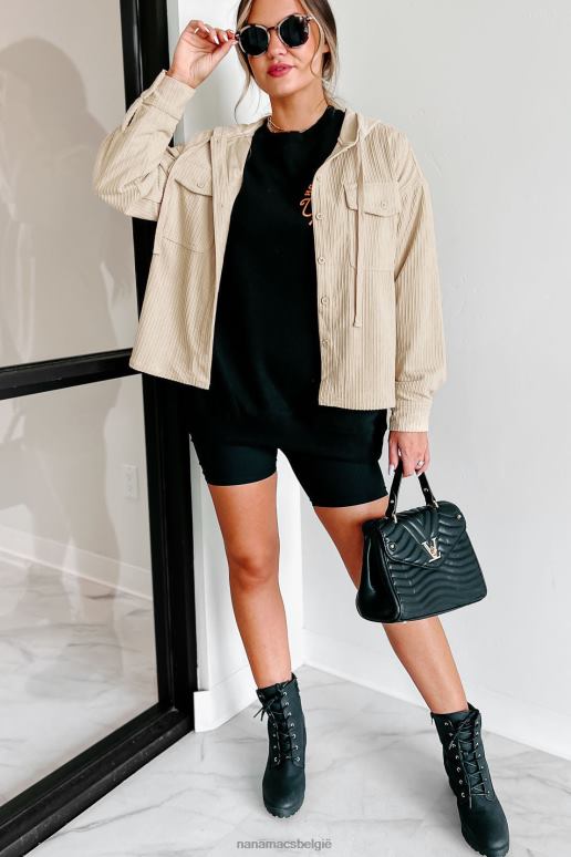 room blijvend aanvoelende corduroy shacket met capuchon NanaMacs HPTT3697