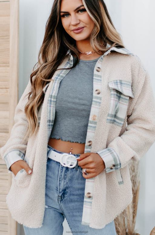 room sherpa plaid panel shacket overnemen NanaMacs HPTT3672