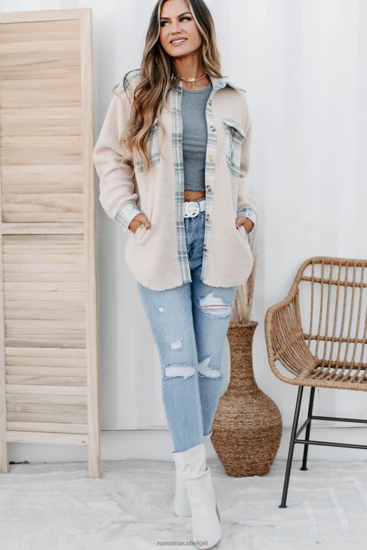 room sherpa plaid panel shacket overnemen NanaMacs HPTT3672