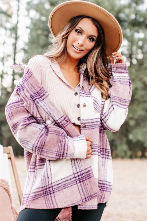 roze zephyr geruite oversized shacket NanaMacs HPTT3717