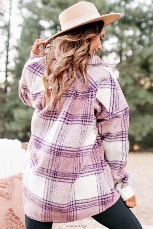 roze zephyr geruite oversized shacket NanaMacs HPTT3717