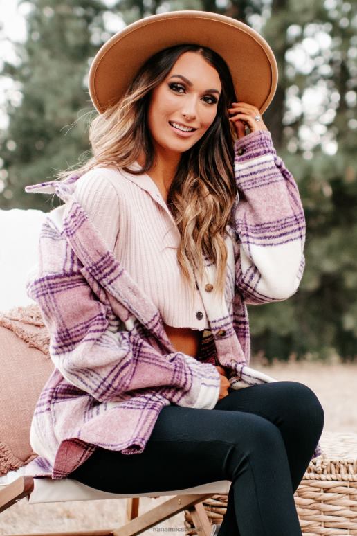 roze zephyr geruite oversized shacket NanaMacs HPTT3717