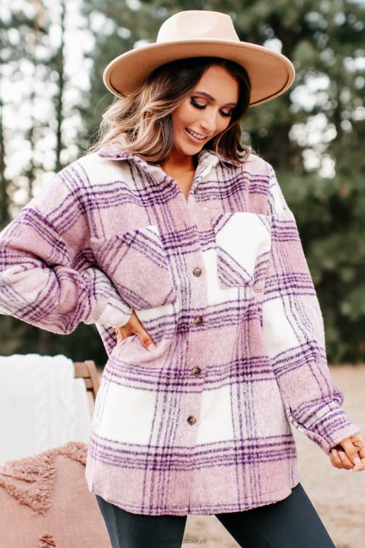 roze zephyr geruite oversized shacket NanaMacs HPTT3717