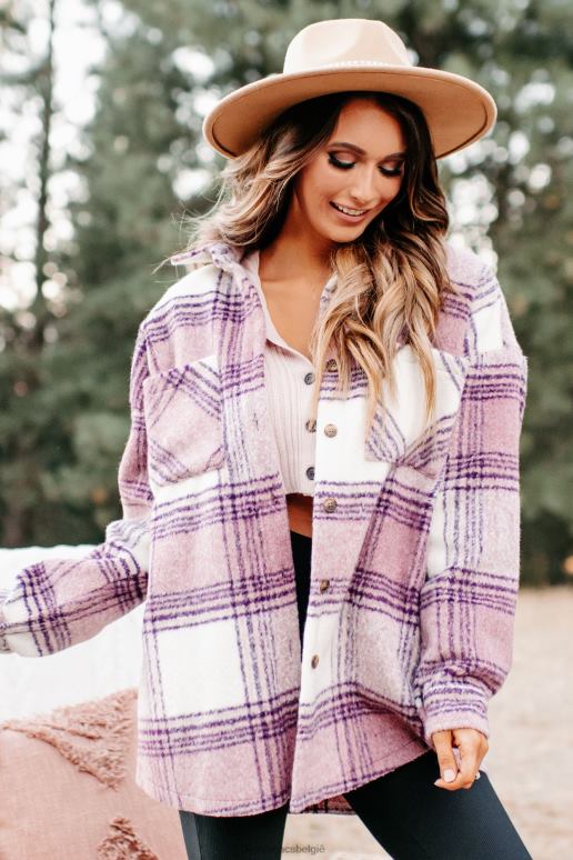 roze zephyr geruite oversized shacket NanaMacs HPTT3717