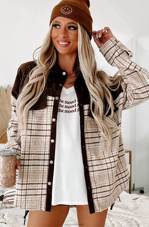 taupe/bruin voorspelling herfst colorblock geruite shaket NanaMacs HPTT1767