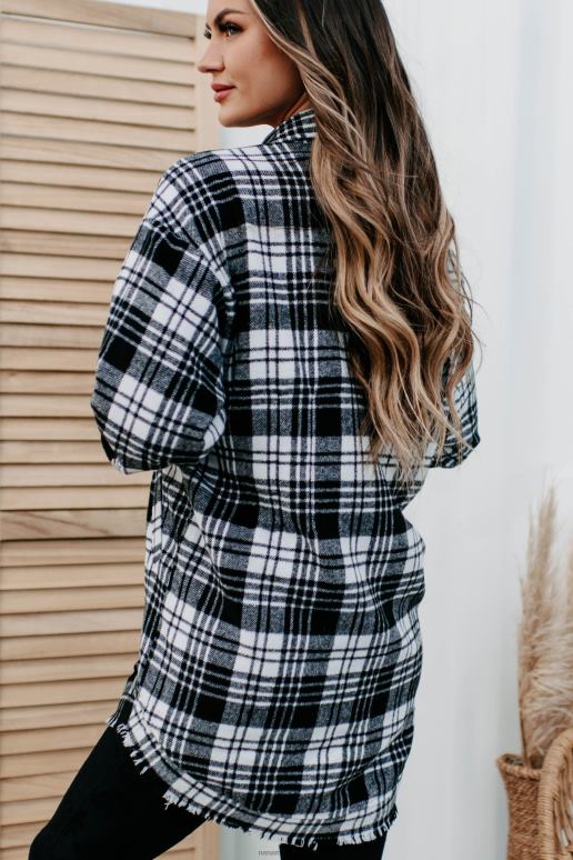 wit Zwart ciders vreugdevuren lange geruite shacket NanaMacs HPTT3701