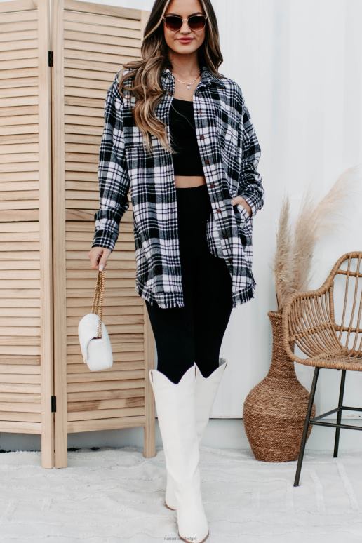 wit Zwart ciders vreugdevuren lange geruite shacket NanaMacs HPTT3701