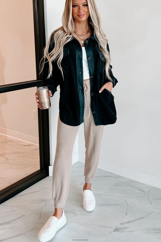 zwart gezellige kampvuurnachten oversized fleece shacket NanaMacs HPTT3718