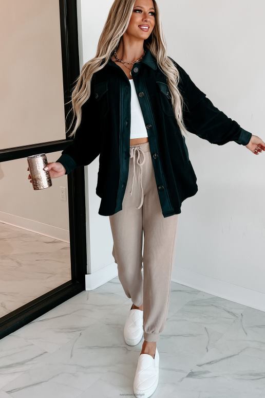 zwart gezellige kampvuurnachten oversized fleece shacket NanaMacs HPTT3718