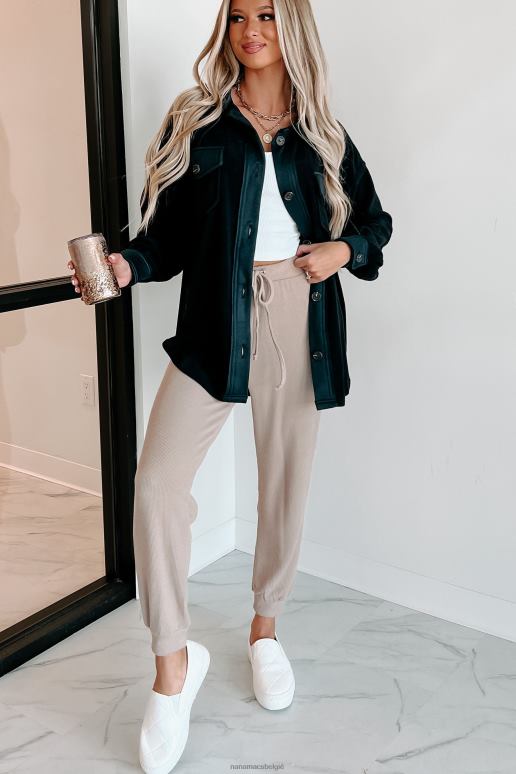 zwart gezellige kampvuurnachten oversized fleece shacket NanaMacs HPTT3718