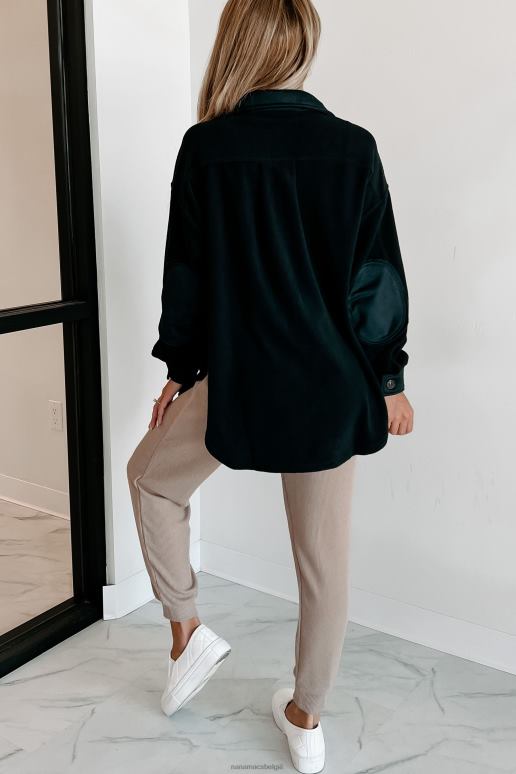 zwart gezellige kampvuurnachten oversized fleece shacket NanaMacs HPTT3718