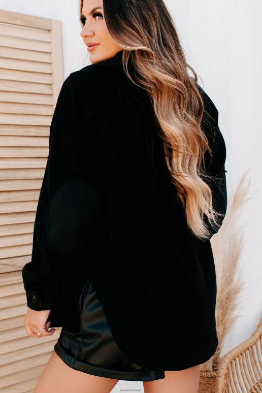 zwart gezellige kampvuurnachten oversized fleece shacket NanaMacs HPTT3718