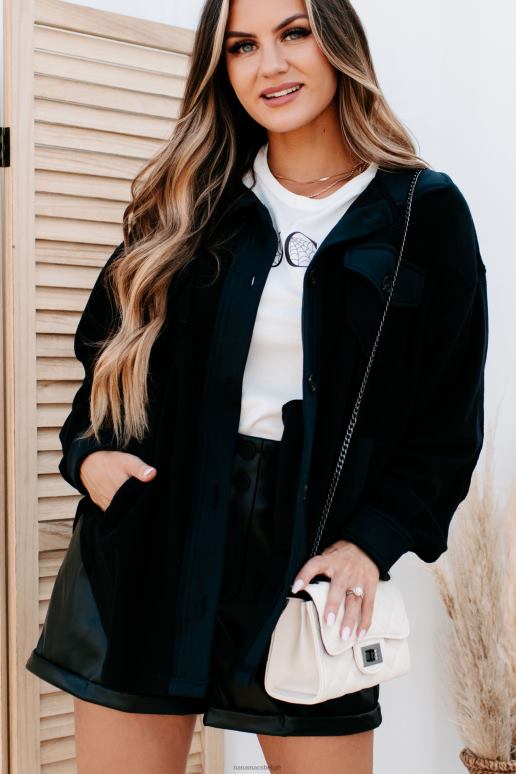 zwart gezellige kampvuurnachten oversized fleece shacket NanaMacs HPTT3718