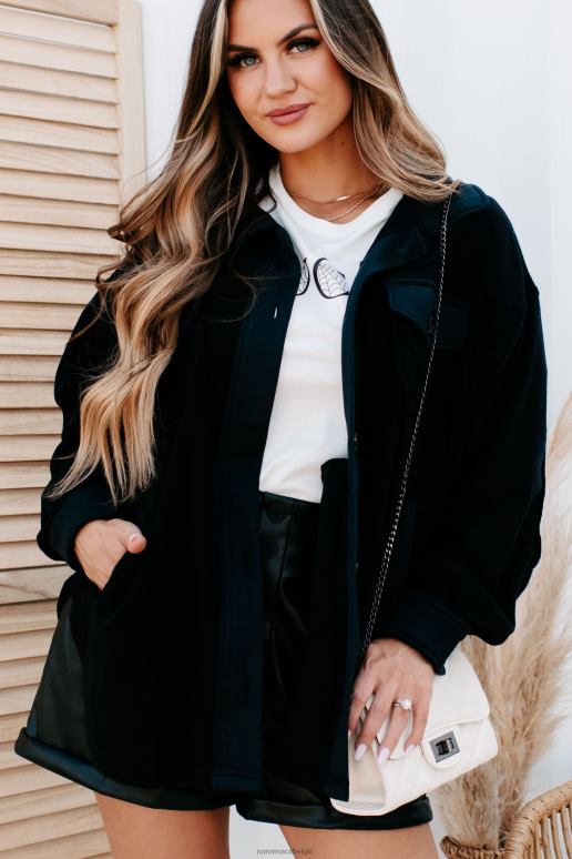 zwart gezellige kampvuurnachten oversized fleece shacket NanaMacs HPTT3718