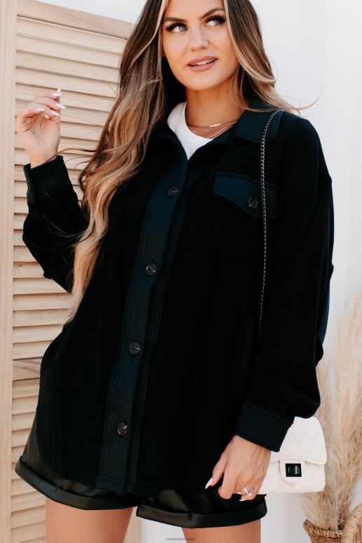 zwart gezellige kampvuurnachten oversized fleece shacket NanaMacs HPTT3718