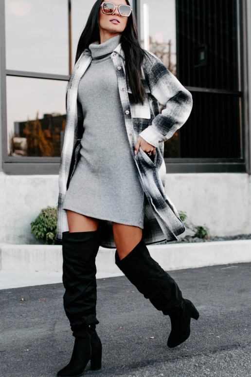 zwart/grijs/wit wees er zeker van lange geruite shaket NanaMacs HPTT3676