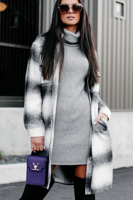 zwart/grijs/wit wees er zeker van lange geruite shaket NanaMacs HPTT3676