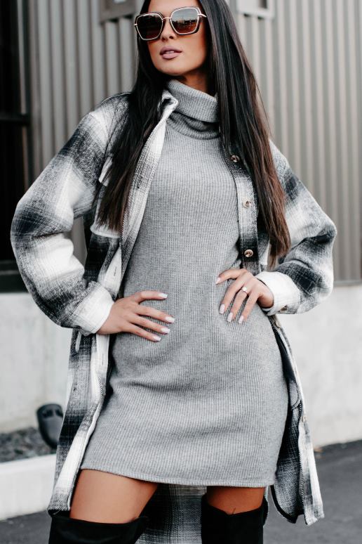 zwart/grijs/wit wees er zeker van lange geruite shaket NanaMacs HPTT3676