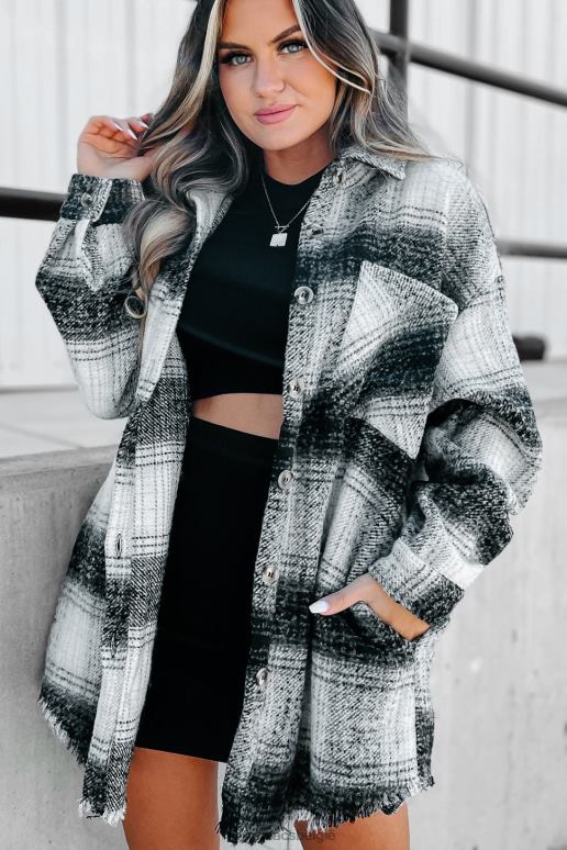 zwart koortsachtig voor herfst lang geruite shaket NanaMacs HPTT3700