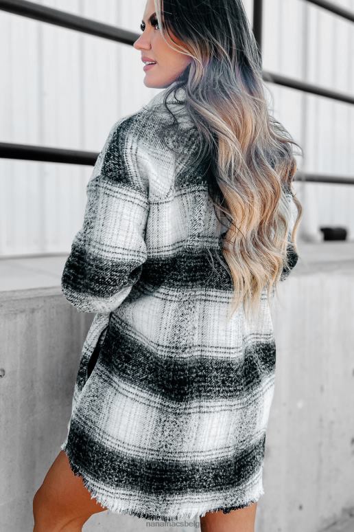 zwart koortsachtig voor herfst lang geruite shaket NanaMacs HPTT3700