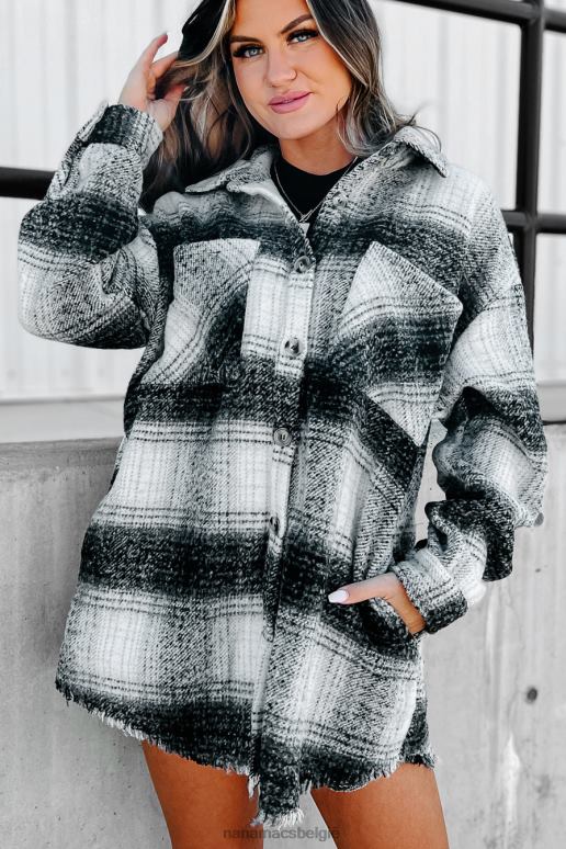 zwart koortsachtig voor herfst lang geruite shaket NanaMacs HPTT3700