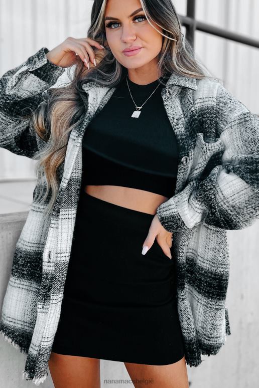 zwart koortsachtig voor herfst lang geruite shaket NanaMacs HPTT3700