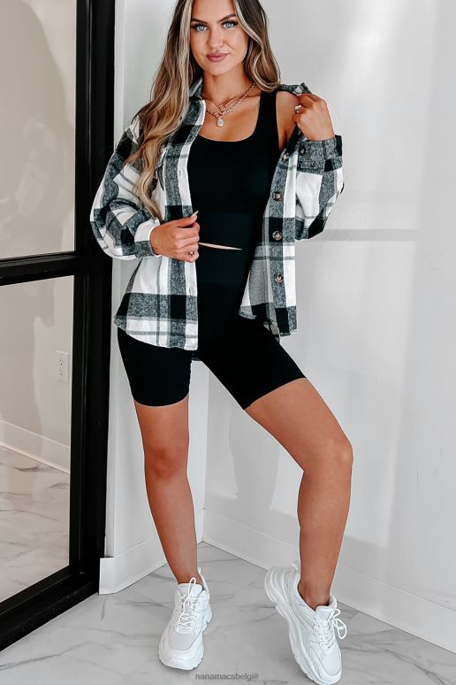 zwart tekort aan geduld geruite shacket NanaMacs HPTT1765