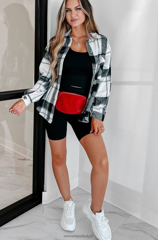 zwart tekort aan geduld geruite shacket NanaMacs HPTT1765