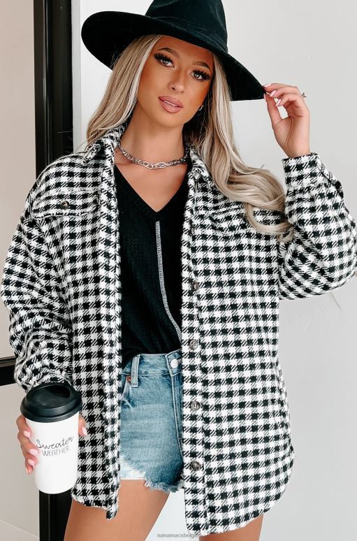 zwart wonderlijk gevoel houndstooth shacket NanaMacs HPTT3691