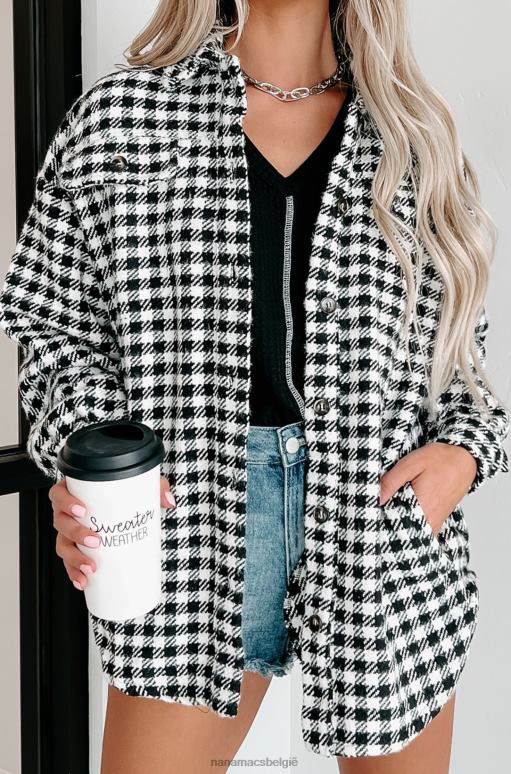 zwart wonderlijk gevoel houndstooth shacket NanaMacs HPTT3691