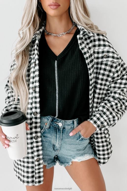 zwart wonderlijk gevoel houndstooth shacket NanaMacs HPTT3691