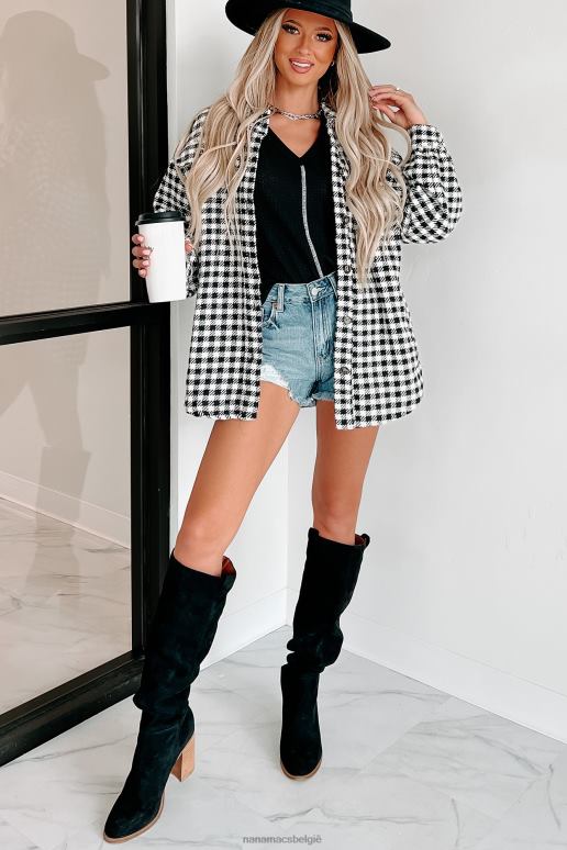 zwart wonderlijk gevoel houndstooth shacket NanaMacs HPTT3691