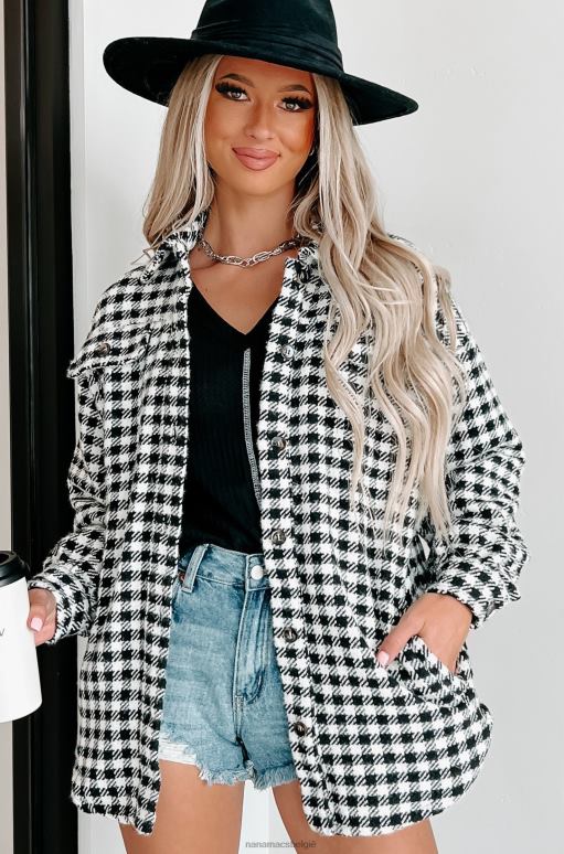 zwart wonderlijk gevoel houndstooth shacket NanaMacs HPTT3691