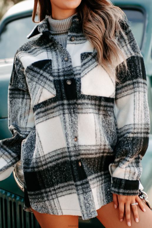 zwart zephyr geruite oversized shacket NanaMacs HPTT3708