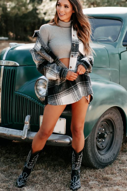 zwart zephyr geruite oversized shacket NanaMacs HPTT3708