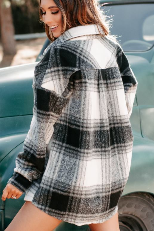 zwart zephyr geruite oversized shacket NanaMacs HPTT3708