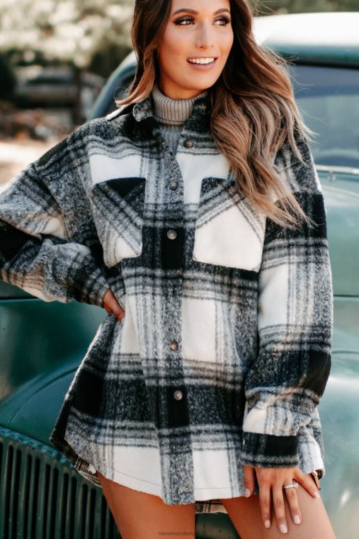 zwart zephyr geruite oversized shacket NanaMacs HPTT3708