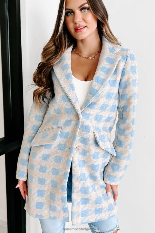 blauw betaal je contributie geruite jas NanaMacs HPTT3782