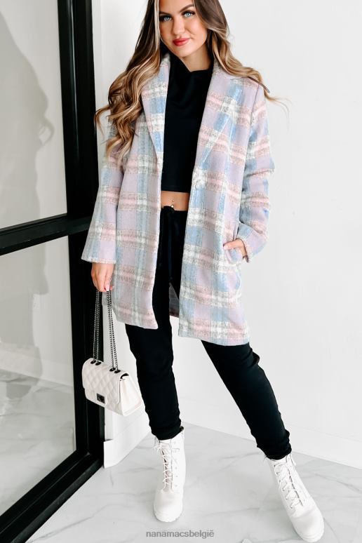blauw/roze/wit schattigste kwaliteit geruite jas NanaMacs HPTT3805