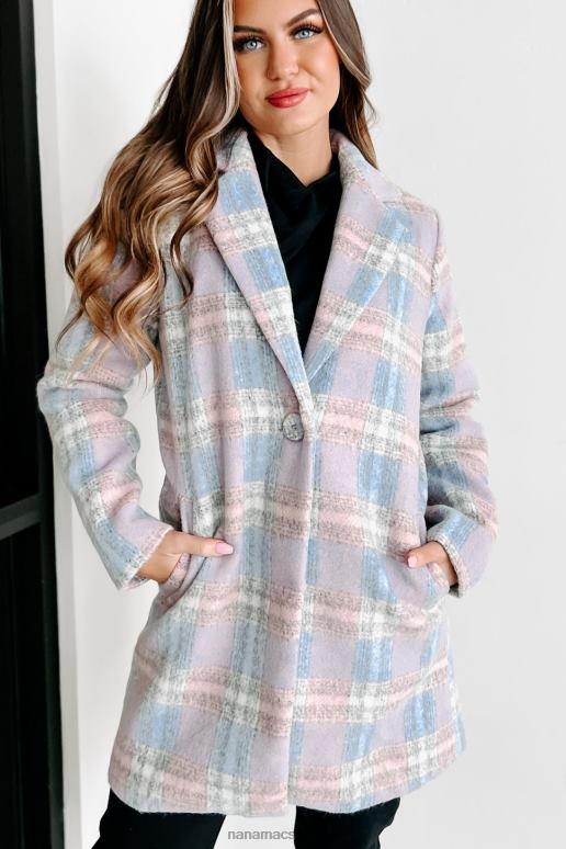 blauw/roze/wit schattigste kwaliteit geruite jas NanaMacs HPTT3805