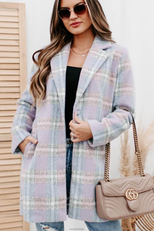 blauw/roze/wit schattigste kwaliteit geruite jas NanaMacs HPTT3805