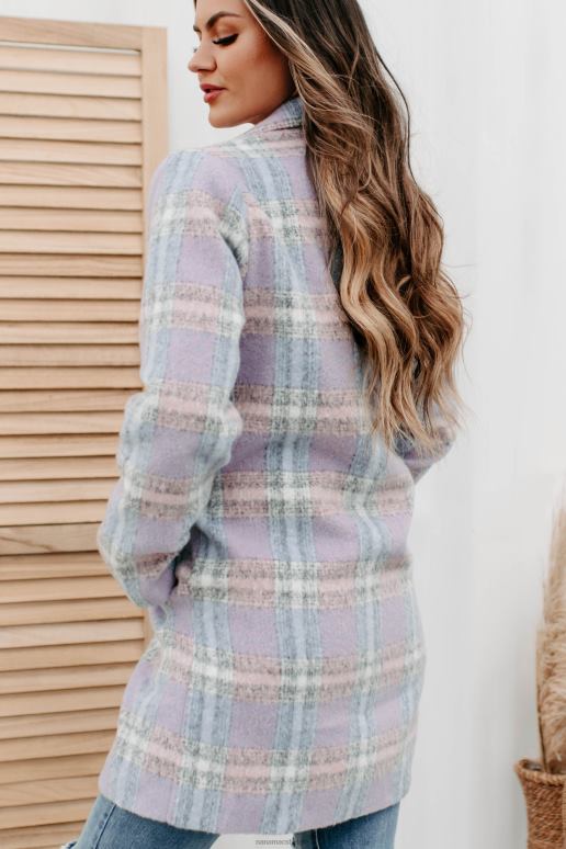 blauw/roze/wit schattigste kwaliteit geruite jas NanaMacs HPTT3805